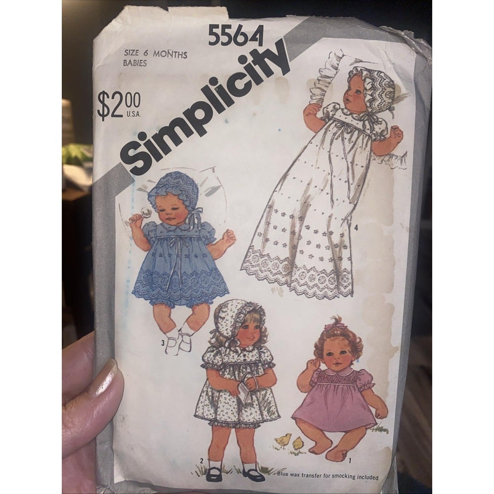 Simplicity 5564 Babies' Dress/Panties/Hat Pattern Size 6 months Cut Complete